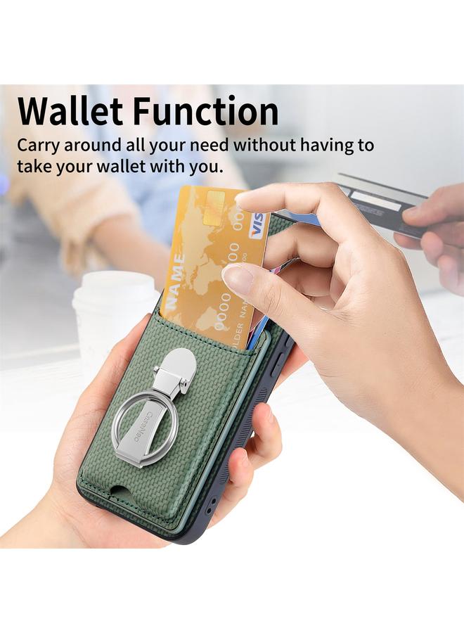 S-TOP Case For Realme 9 Pro+ Carbon Fiber Card Wallet Ring Holder Phone Case - Image 4