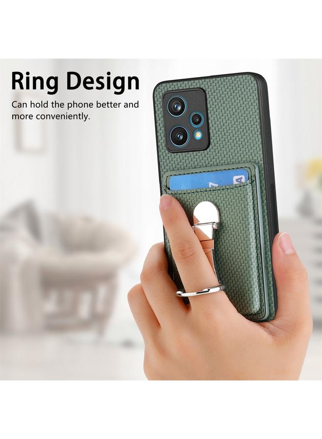 S-TOP Case For Realme 9 Pro+ Carbon Fiber Card Wallet Ring Holder Phone Case - Image 5