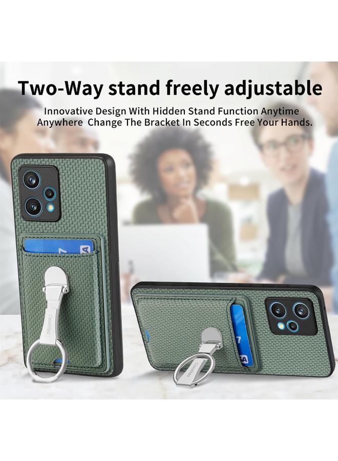 S-TOP Case For Realme 9 Pro+ Carbon Fiber Card Wallet Ring Holder Phone Case - Image 3