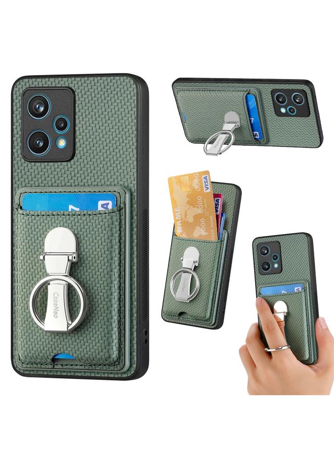 S-TOP Case For Realme 9 Pro+ Carbon Fiber Card Wallet Ring Holder Phone Case - Image 1