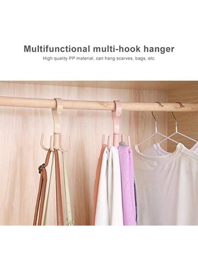 SBSNH. Creative Rotating Four-claw Hook Multifunctional Wardrobe Bag Storage Hook Nail-free Plastic Tie Hanger - Image 3