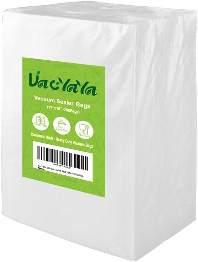 VacYaYa 200 Gallon Size 11 x 16 Inch Vacuum Sealer Freezer Storage Machine Bags for Food,Vac Seal a Meal Bags with BPA Free and Heavy Duty Sous Vide Vaccume Seal Safe PreCut Bag - Image 1