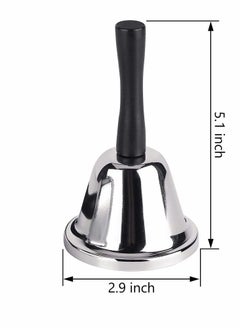 Excefore Loud Hand Bell, Silver Steel Hand Bells for Adults, Dinner Bells for Inside Classroom Bell, for Food Line, Alarm, Jingles, Ringing  - Image 5