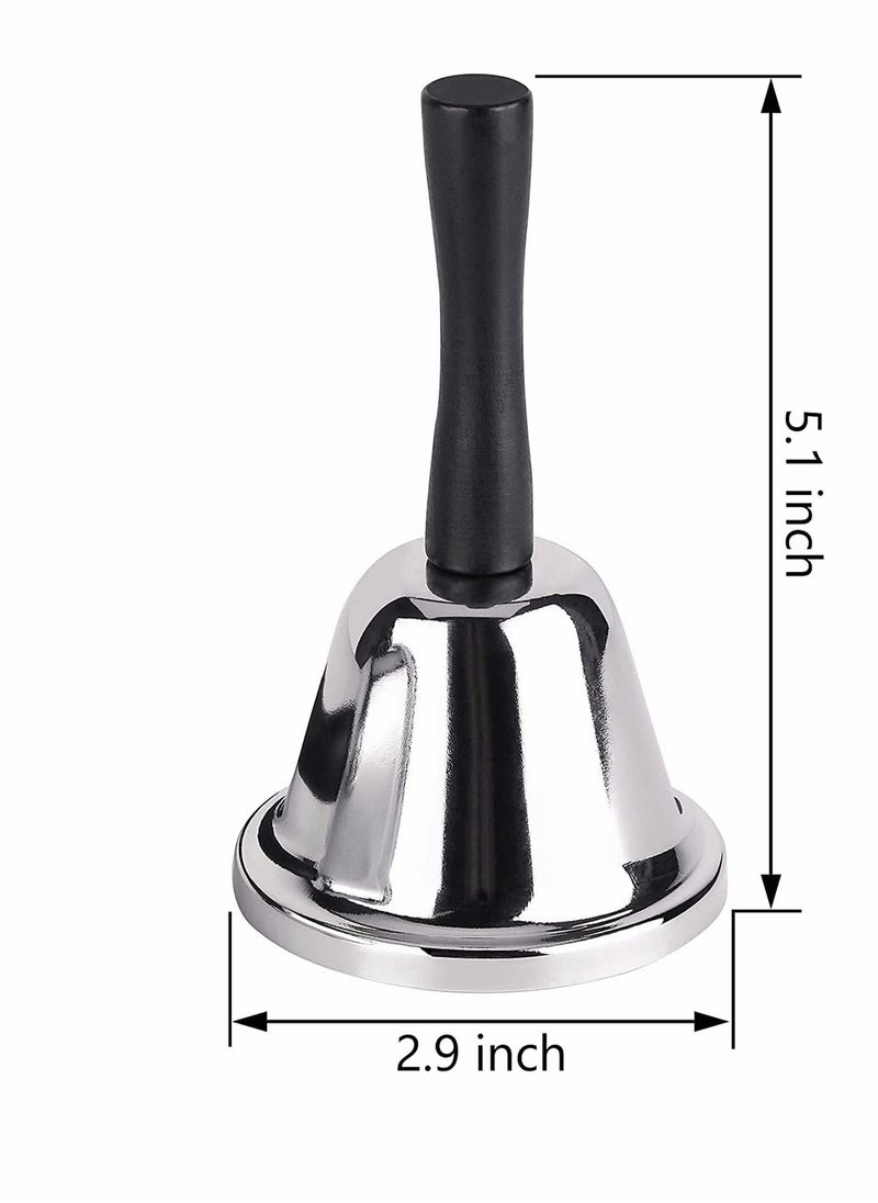 Excefore Loud Hand Bell, Silver Steel Hand Bells for Adults, Dinner Bells for Inside Classroom Bell, for Food Line, Alarm, Jingles, Ringing  - Image 5
