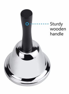 Excefore Loud Hand Bell, Silver Steel Hand Bells for Adults, Dinner Bells for Inside Classroom Bell, for Food Line, Alarm, Jingles, Ringing  - Image 4
