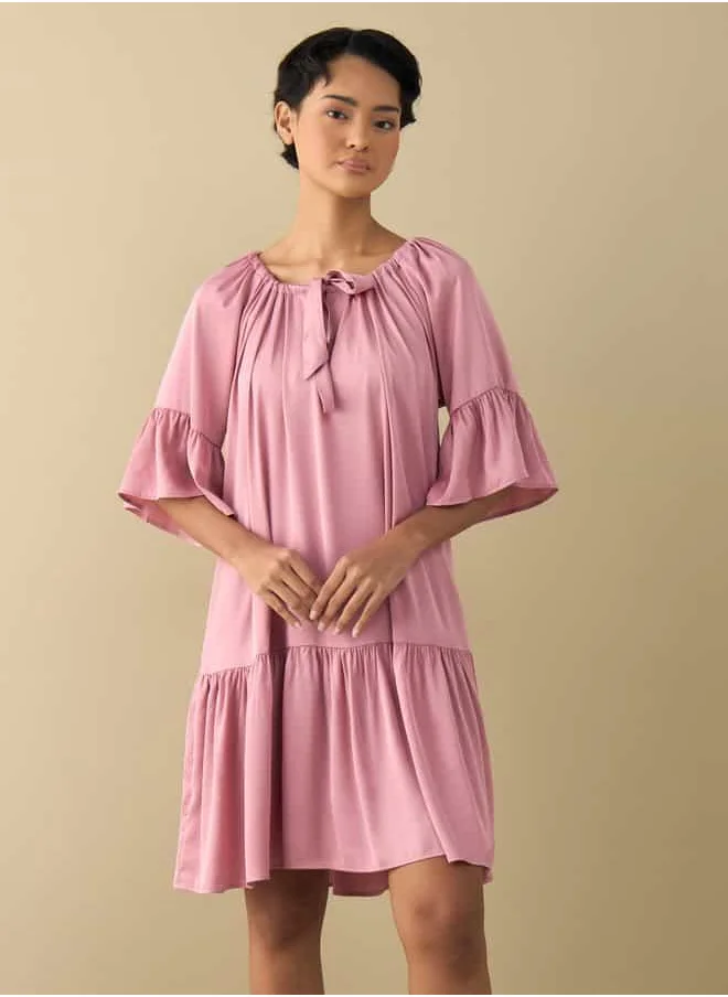 FAV Satin Night Dress with Extended Sleeves