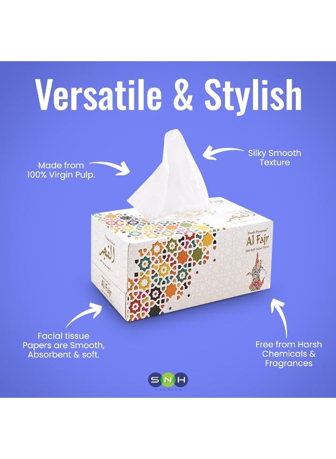 إس إن إتش باكينج تعبئة SNH - مجموعة من 5 علب مناديل وجه فائقة النعومة من الفجر – طبقتان × 200 ورقة – مناديل معقمة للحماية من الجراثيم للاستخدام في المنزل والمكتب – مناديل وجه لطيفة عالية الامتصاص ومناسبة لجميع أنواع البشرة. - Image 5
