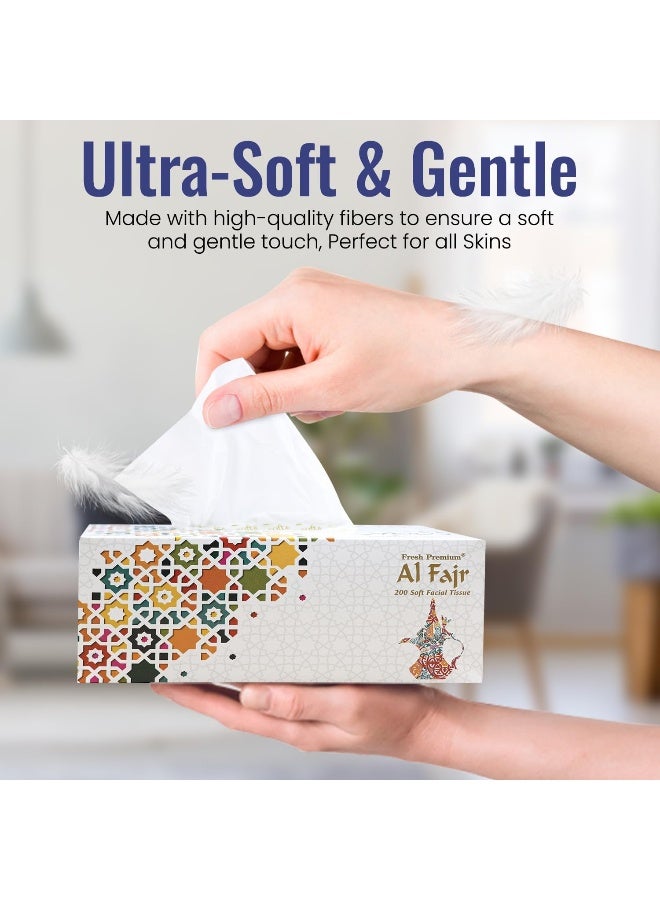إس إن إتش باكينج تعبئة SNH - مجموعة من 5 علب مناديل وجه فائقة النعومة من الفجر – طبقتان × 200 ورقة – مناديل معقمة للحماية من الجراثيم للاستخدام في المنزل والمكتب – مناديل وجه لطيفة عالية الامتصاص ومناسبة لجميع أنواع البشرة. - Image 2