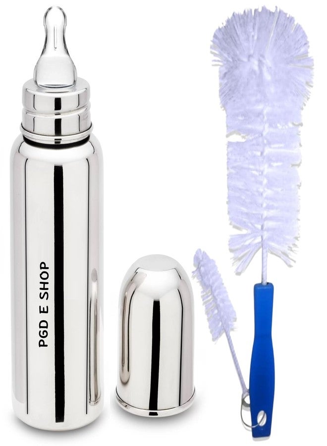PGD Premium-Grade Regular Design Stainless Steel Baby Feeding Bottle and Cleaning Brush Set for Newborns, Infants, Toddlers, and Kids (300ml Cleaning Brush) - Image 1