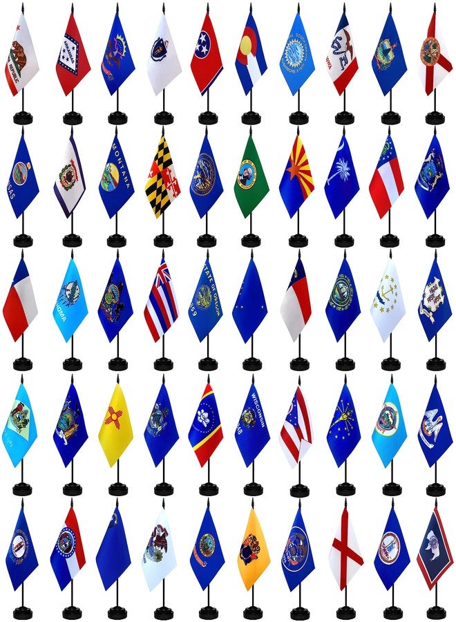 TSMD US 50 State Desk Flags Set Small Mini Office Table Stick Flag with Stand Base for Classroom Decorations,5x8 Inch - Image 4