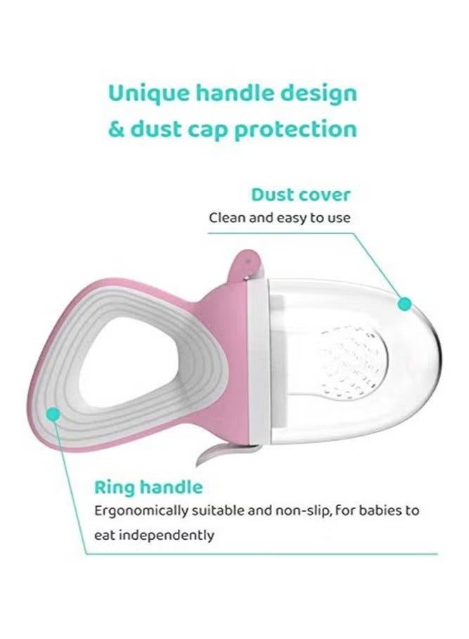 2-Piece Baby Fresh Food Feeder with 3 Sizes Silicone Pouches, Fruit Teether Pacifiers in Appetite Stimulating Colors  - Image 3