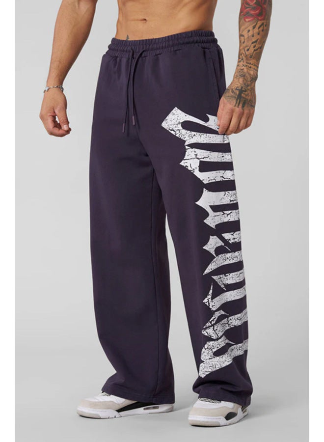 Youngla American Fashion Brand Sports Large Size Pants Gym Bodybuilding Jogging Training Pants Cotton Printed Large Flower Wide Leg Long