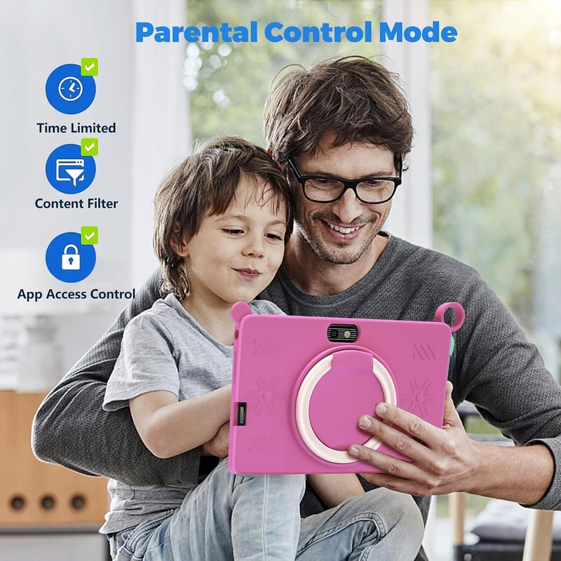 ZEKAROUL 7 inch Kids Tablet, Quad Core Android 12 2GB 32GB, Parental Control, Eye Protection, Shockproof Case, Dual Camera, WiFi, Bluetooth, Learning Tablet for Kids - K2 (Pink) - Image 4