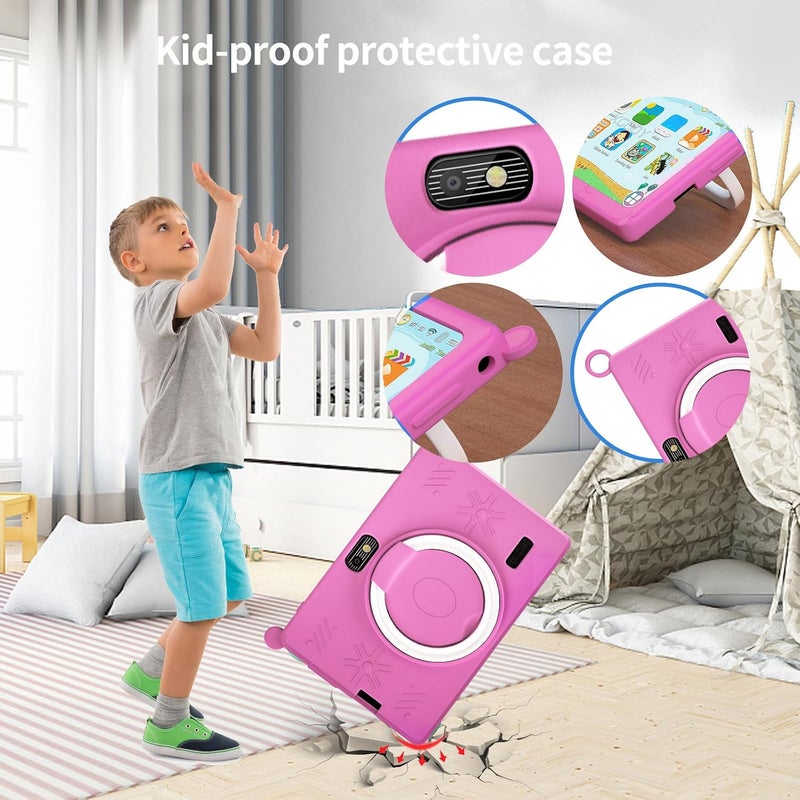 ZEKAROUL 7 inch Kids Tablet, Quad Core Android 12 2GB 32GB, Parental Control, Eye Protection, Shockproof Case, Dual Camera, WiFi, Bluetooth, Learning Tablet for Kids - K2 (Pink) - Image 5