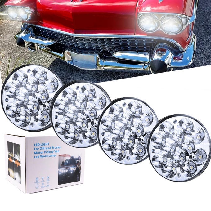 575 Crystal Round Led Lights4Pcs Highlow Beam Waterproof Ip68 4000 4040 5506 H5006 H651 H466 Replacement Spotlights