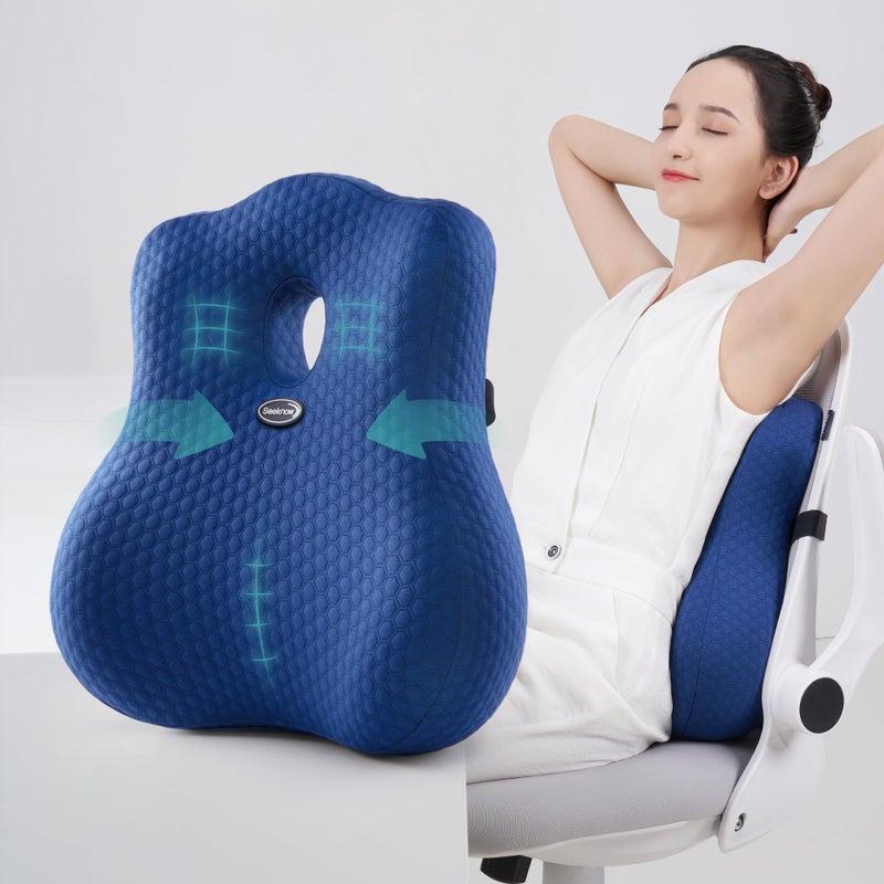 seeknow Lumbar Support for Chair Back Support for Couch Lumbar for Car Office Chair Back Cushion for Lower Back Pain Memory Foam Back Rest for Desk Chair, Recliner, Car Seats - Image 1
