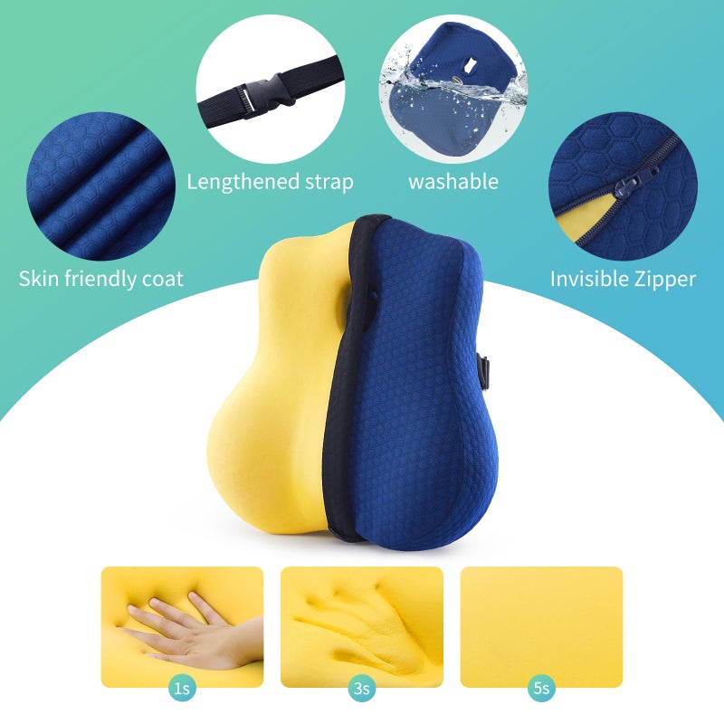 seeknow Lumbar Support for Chair Back Support for Couch Lumbar for Car Office Chair Back Cushion for Lower Back Pain Memory Foam Back Rest for Desk Chair, Recliner, Car Seats - Image 3