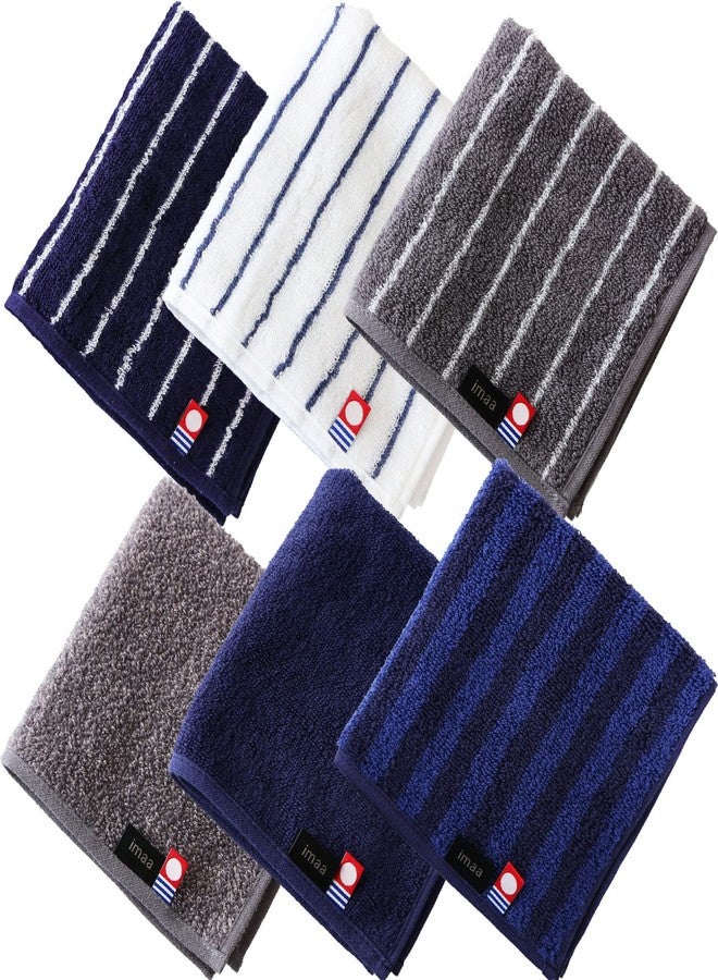 imaa Japanese Imabari Towel Set - 6 Pack 9.8"x9.8" Mini Face Towels, 100% Cotton, Made in Japan - Soft, Absorbent, for Travel, Baby, Gym Assortment C (6 Pack) - Image 1