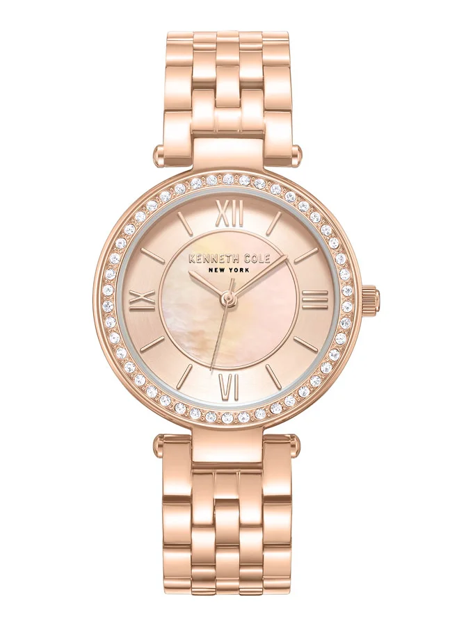 كينيث كول نيو يورك Kenneth Cole New York 32mm Analog Women's Watch with Rose Gold Dial & Rose Gold Stainless Steel Bracelet