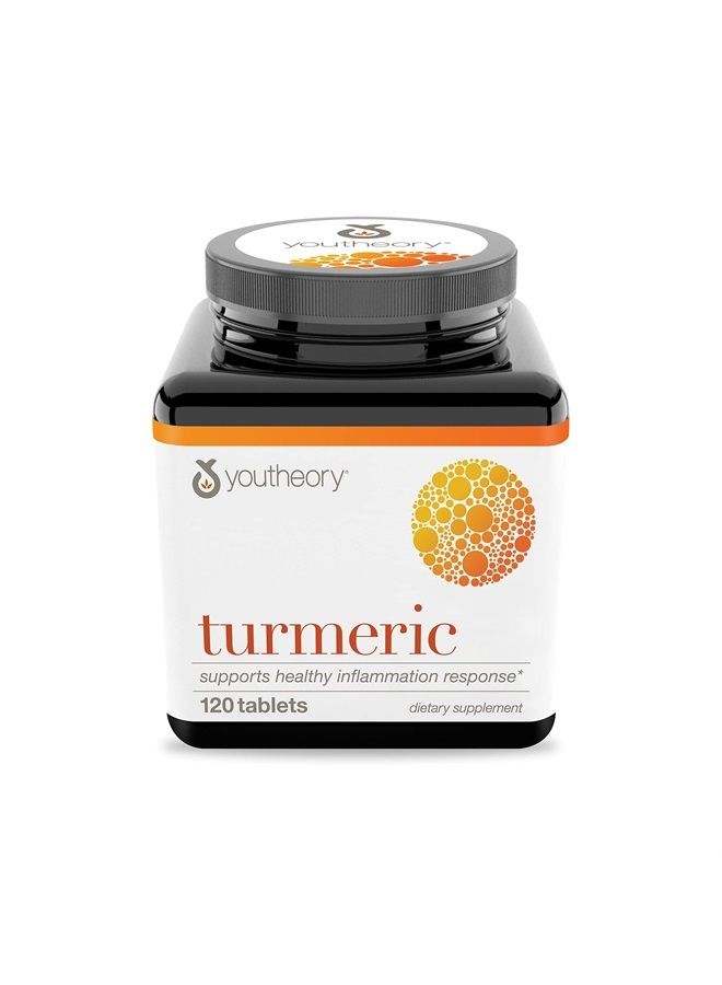youtheory Turmeric Curcumin Supplement with Black Pepper BioPerine, Powerful Antioxidant Properties for Joint & Healthy Inflammation Support, 120 Tablets - Image 1