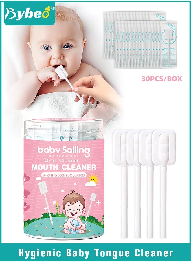 Bybeo 30Pcs Baby Tongue Cleaner, Baby Oral Cleaner, Infant Toothbrush, Baby Toothbrush, Newborn Baby Mouth Cleaner, Disposable Gum Cleaner Stick Dental Care for 0-24 Month Baby  - Image 1