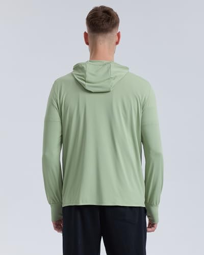Locachy Men's UPF 50+ Sun Protection Outdoor Lightweight Full Zip Hoodie Jacket Long Sleeve Fishing Hiking Performance Shirt Light Green S - Image 2