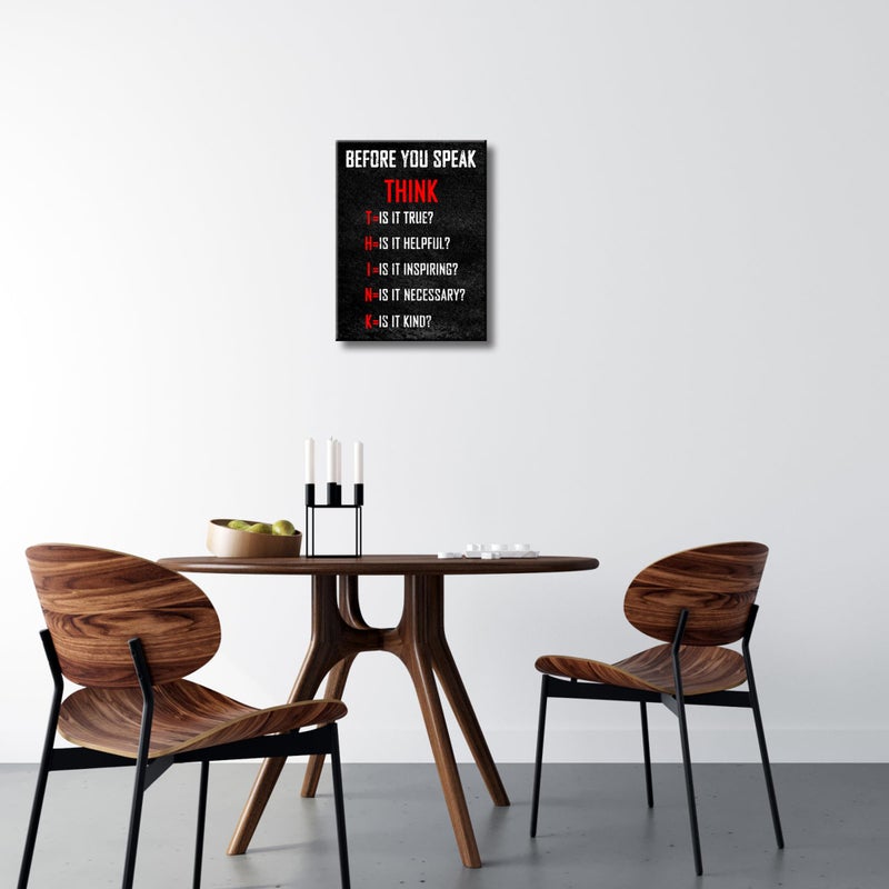 Pyradecor Motivational Think Before You Speak Classroom Positive Quotes Inspirational Poster Canvas Prints Wall Art for Office Living Room Home Decorations - Image 2