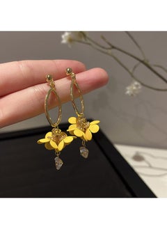 Yellow Small Fresh Fashion All-match Flower Butterfly Earrings Simple Geometric Ear Ring Student Temperament Earrings For Women