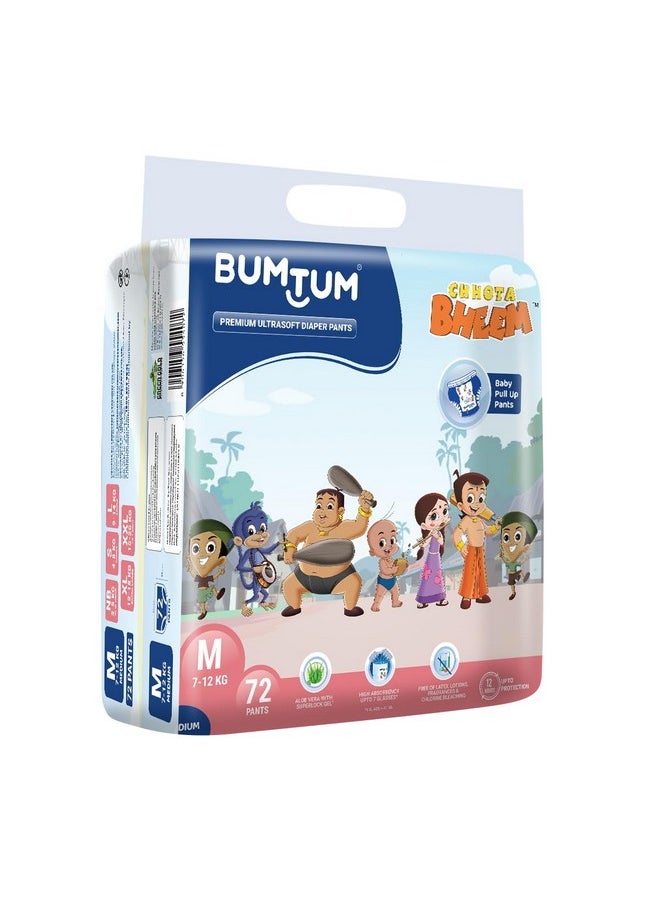 Bumtum - Chota Bheem Medium Baby Diaper Pants, 72 Count, Leakage Protection Infused With Aloe Vera, Cottony Soft High Absorb Technology (Pack Of 1) - Image 1