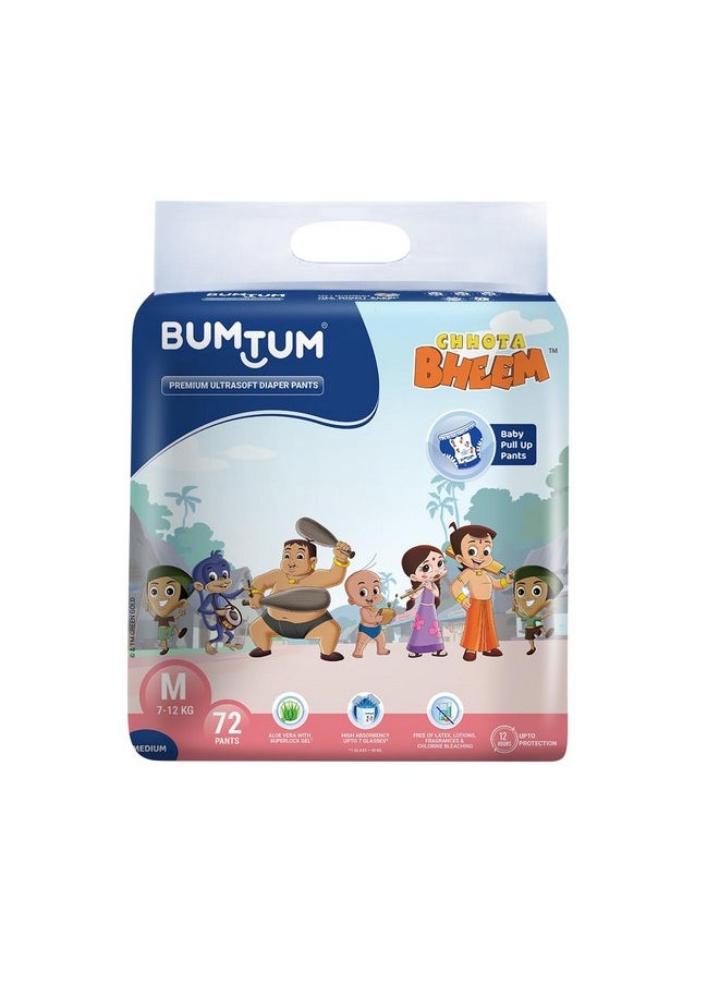 Bumtum - Chota Bheem Medium Baby Diaper Pants, 72 Count, Leakage Protection Infused With Aloe Vera, Cottony Soft High Absorb Technology (Pack Of 1) - Image 1