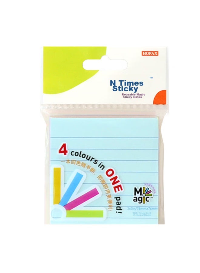 Stickn Magic Line ملاحظات لاصقة كتل مذكرة 76*76mm ألوان باستيل 4 ألوان 100 ورقة/كتاب 31103 - Image 5