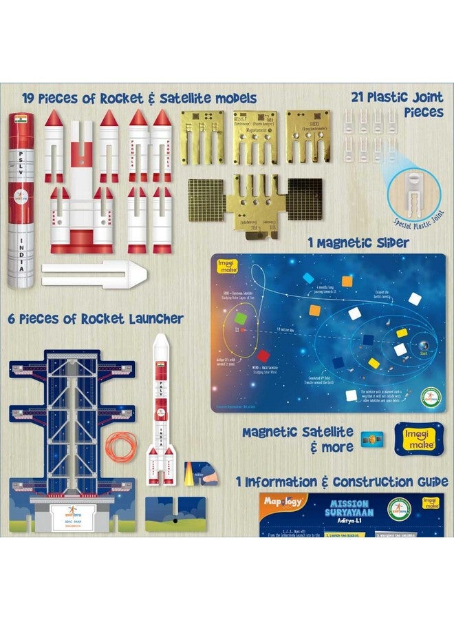 Imagimake Mapology ISRO Space Toys for Kids: Mission Suryayaan Aditya L1 | Rocket Model & Satellite | Educational Toys for Kids 5+ Years | 3D Puzzles with Rocket Launcher | Birthday Gift for Kids - Image 2