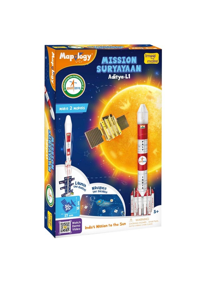 Imagimake Mapology ISRO Space Toys for Kids: Mission Suryayaan Aditya L1 | Rocket Model & Satellite | Educational Toys for Kids 5+ Years | 3D Puzzles with Rocket Launcher | Birthday Gift for Kids - Image 1