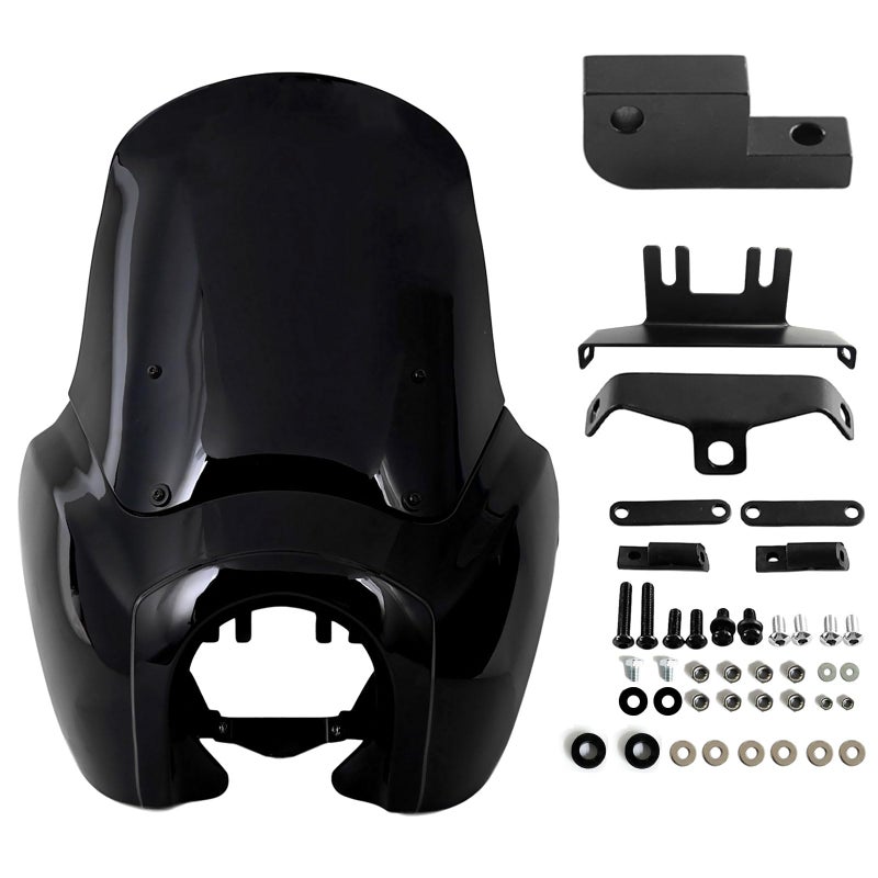 FATECIM Headlight Fairing with 15 Blackout Windshield Windscreen for Harley Dyna TSport FXDXT FXD FXDC FXDB FXDL FXDLS