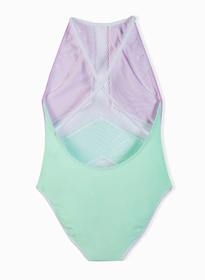 Jaded London Colourblock Mesh Swimsuit
