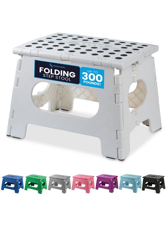 Handy Laundry Handy Laundry Folding Lightweight Step Stool is Sturdy Enough to Support Adults and Safe Enough for Kids. Opens Easy with One Flip. Great for Kitchen, Bathroom or Bedroom. (White)  - Image 1