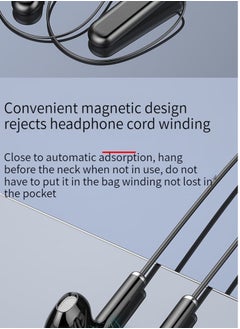 GELESE Wireless Digital Display Bluetooth Headphones Neck-Hung Sports Headphones Binaural Semi-In-Ear Universal Extra Long Standby (Black)  - Image 3