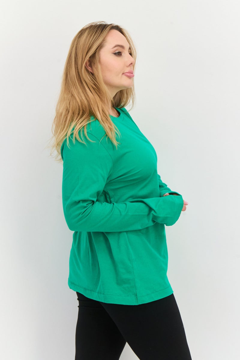 Champion قمصان تدريب طويلة الأكمام للنساء، رياضية، خضراء - Image 2