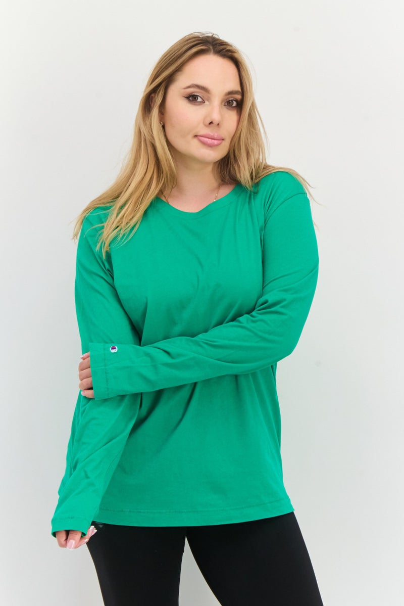 Champion قمصان تدريب طويلة الأكمام للنساء، رياضية، خضراء - Image 1