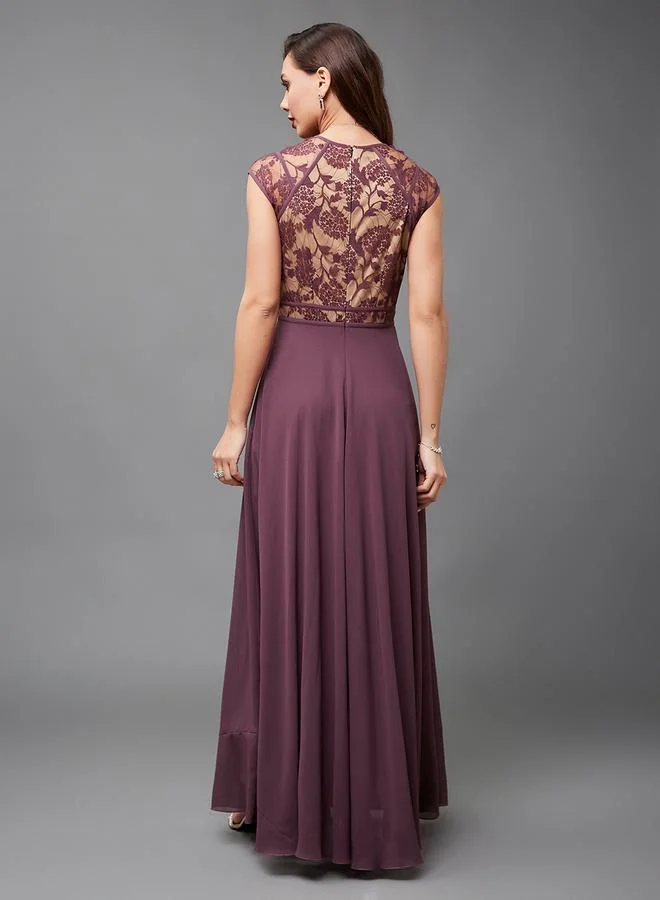 Styli Floral Lace Maxi Dress