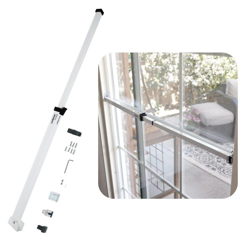 SECURITYMAN Sliding Door Security Bar-Child Proof Sliding Door Lock Bar with Anti Lift Lock - Fits Most Doors & Windows - Adjustable Patio Door Security Bar (18.75"- 51.1") - White - Image 1
