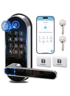 Generic samtechT Keyless Entry Smart Door Lock with Door Handle  Wi-Fi Digital Fingerprint Door Lock  Door Lock for Front Door  Front Door Bluetooth Smart Lock  Door Lever  Door Knob  Deadbolt Alternatives  - Image 1