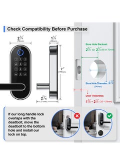 Generic samtechT Keyless Entry Smart Door Lock with Door Handle  Wi-Fi Digital Fingerprint Door Lock  Door Lock for Front Door  Front Door Bluetooth Smart Lock  Door Lever  Door Knob  Deadbolt Alternatives  - Image 5
