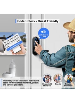Generic samtechT Keyless Entry Smart Door Lock with Door Handle  Wi-Fi Digital Fingerprint Door Lock  Door Lock for Front Door  Front Door Bluetooth Smart Lock  Door Lever  Door Knob  Deadbolt Alternatives  - Image 3