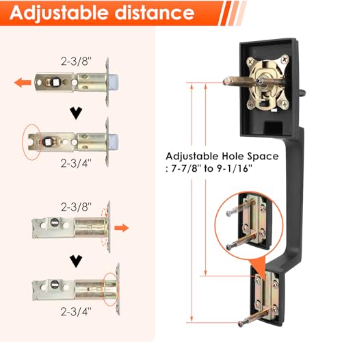 Haidms Matte Black Double Door Door Lock Set, Heavy Duty Double Door Handle with Deadbolt and Dummy, Double Front Door Hardware Set with Reversible Handle Lever - Image 3
