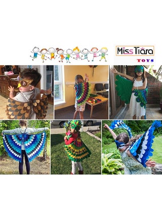 2Pcs Kids Bird Wings Cloak Owl Parrot Peacock Colorful Dress Up Fancy Dress Boys Girls Felt Cape with Eye Mask for Party School Pretend Games Cosplay Costume - view 4