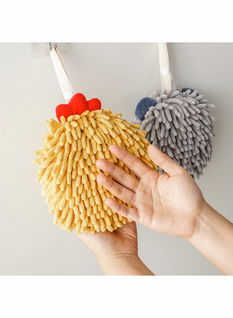 Chenille Cute Kids Hand Towels with Hanging Loop, Microfiber Plush Absorbent Toddler for Bathroom Kitchen(4Pack) - Image 3