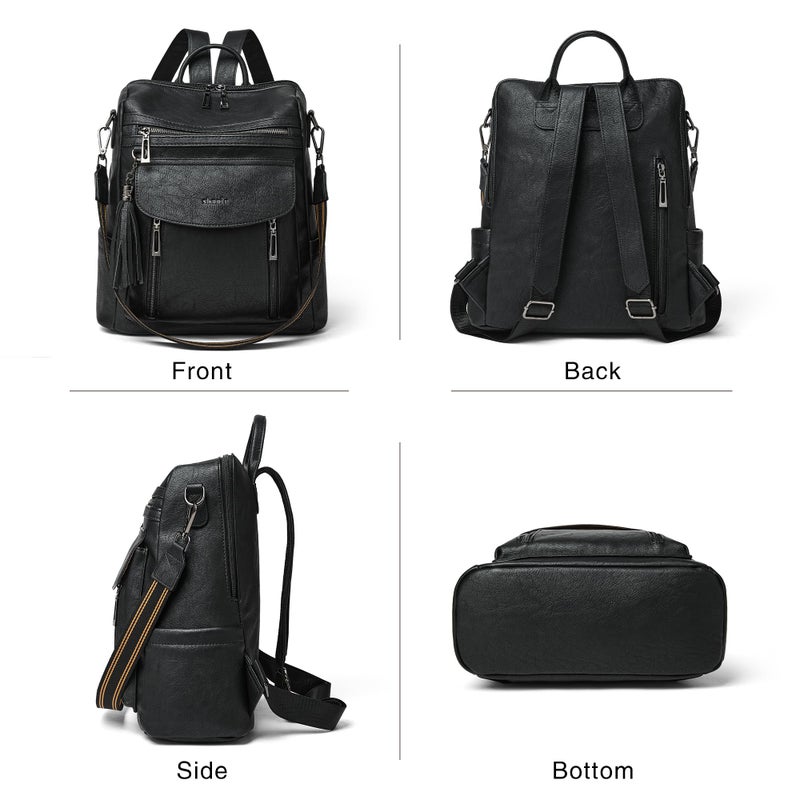 Shrrie Backpack Purse for Women Fashion Leather Backpack Purse Designer Travel Backpack Convertible Shoulder Bag with Wristlet - Image 3