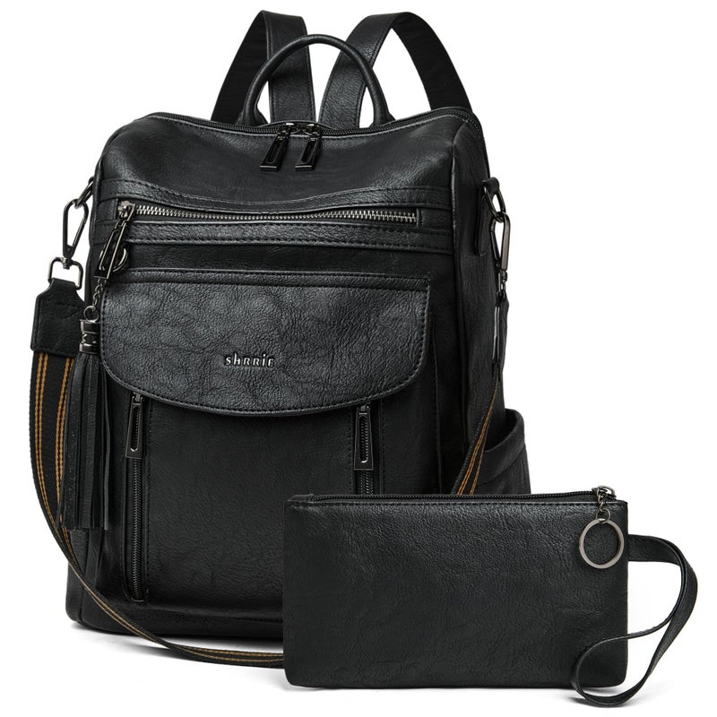 Shrrie Backpack Purse for Women Fashion Leather Backpack Purse Designer Travel Backpack Convertible Shoulder Bag with Wristlet - Image 1