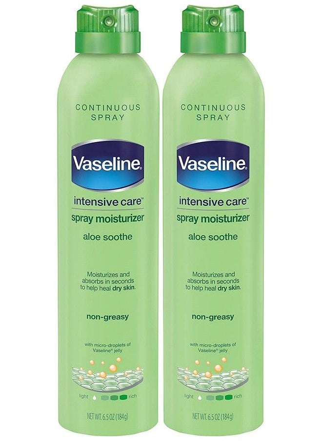 Vaseline Intensive Care Spray Moisturizer Aloe Soothe Spray Lotion Moisturizer For Dry Skin With Microdroplets Of Lotion (Pack Of 2 6.5 Oz Ea)  - Image 2